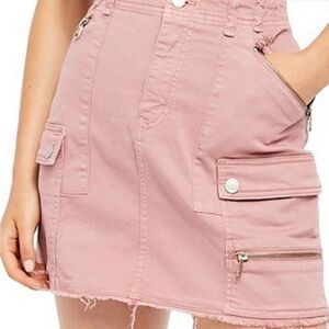 NWOT Free People-We The People  Zip Pocket Raw Hem Denim Miniskirt Size 30